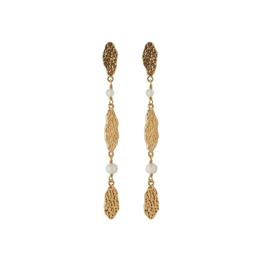 Pernille Corydon Drifting Dreams earrings in gold-plated silver with pearl details, elegant design, Model E-428-GP-1.