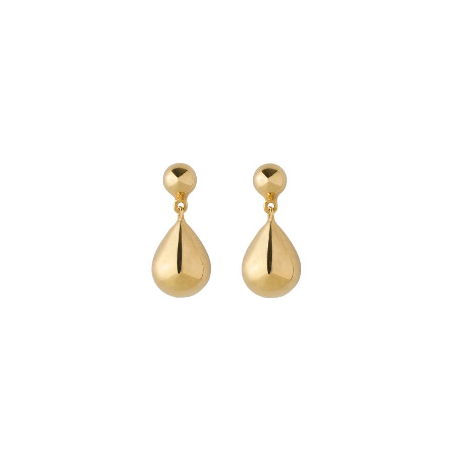 Pernille Corydon Driplet Gold Plated Drop Earrings in Shiny Gold Finish, Model E-306-GP