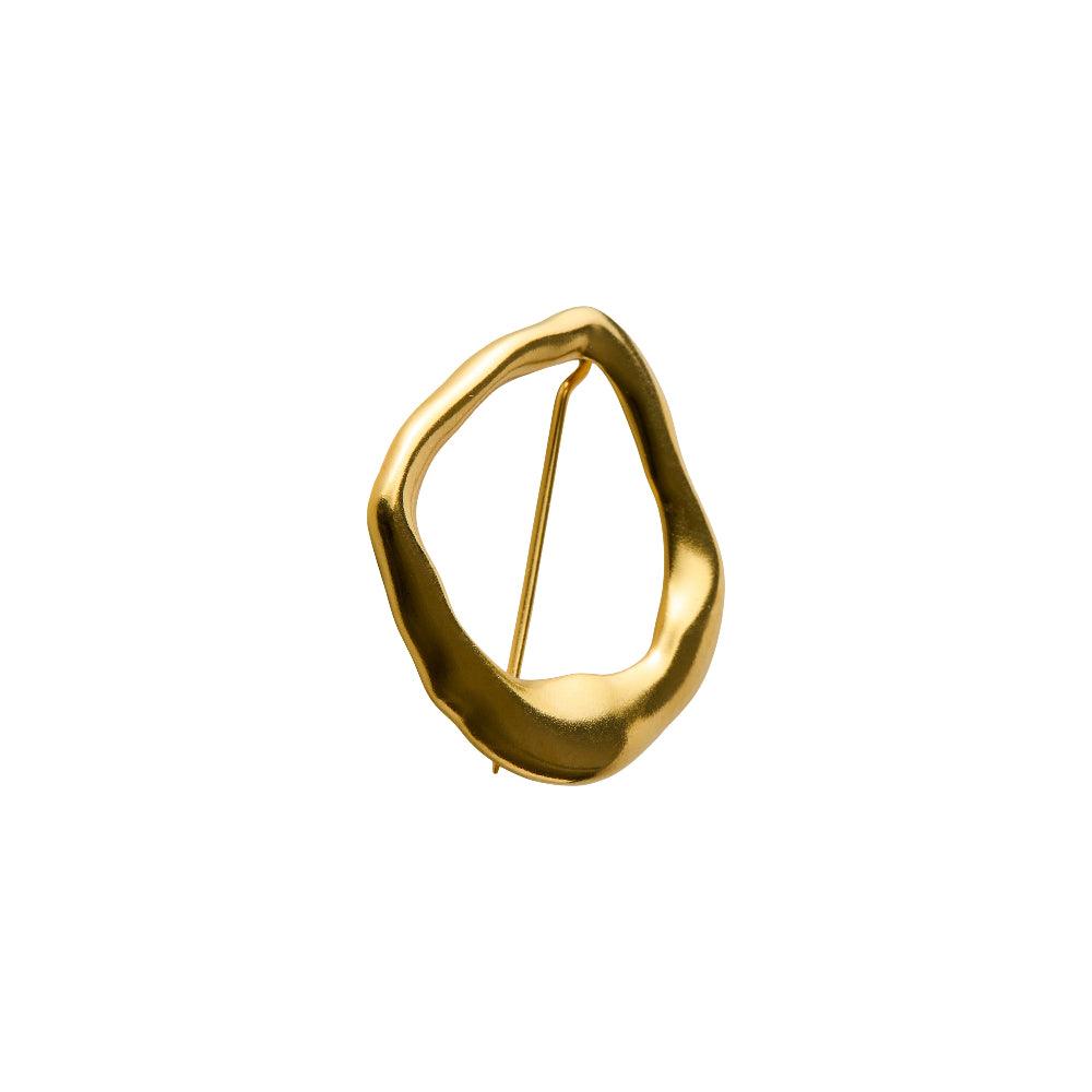 Pernille Corydon Gaia Gilded Silver Brooch in organic form, glossy gold finish. Model C-001-GP-1