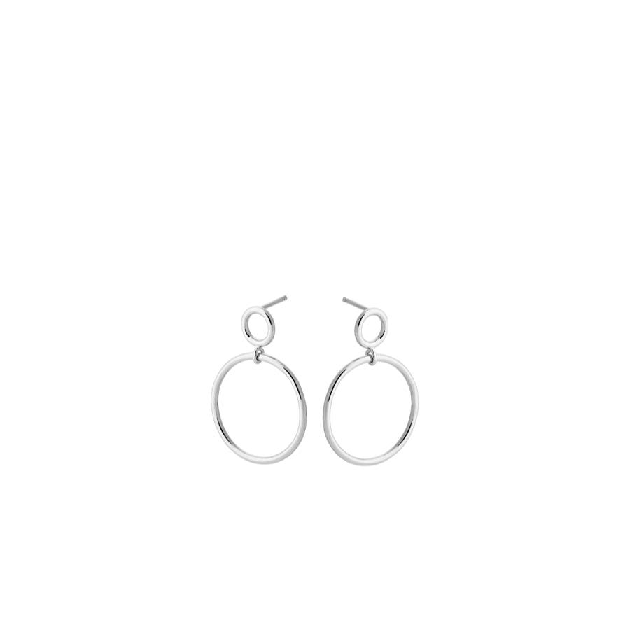 Pernille Corydon Globe Earrings in silver, minimalist creoles in shiny metal, Model E-403-S-1.