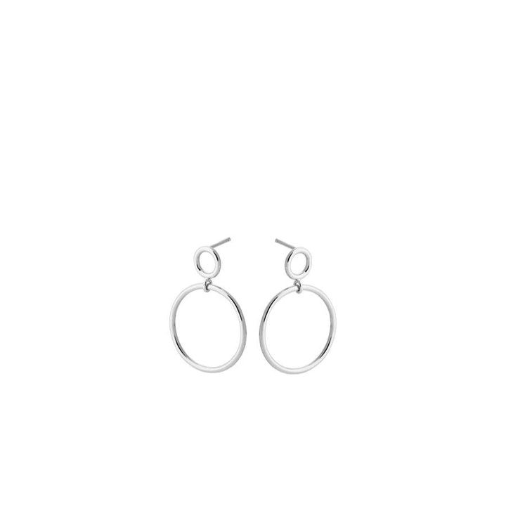Pernille Corydon Globe Earrings in silver, minimalist creoles in shiny metal, Model E-403-S-1.