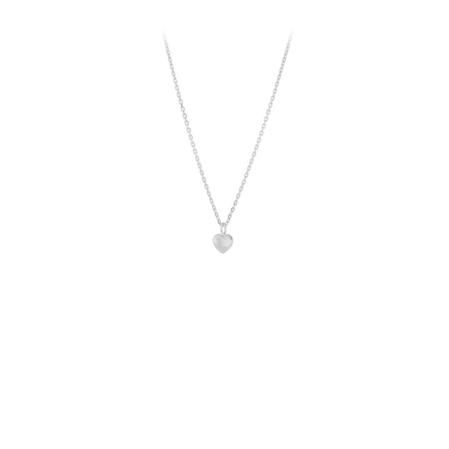 Pernille Corydon Love necklace in silver with heart pendant, elegant on white background. Model N-385-S-1