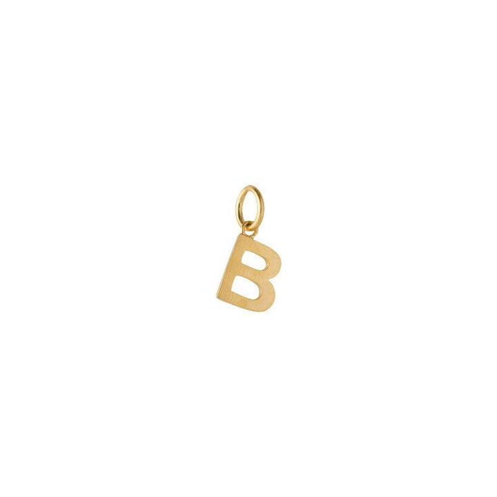 The Pernille Corydon Love Letter Gold Plated Letter Pendant features a matte golden B in a simple, minimalist design. Model 960-GP-002-2