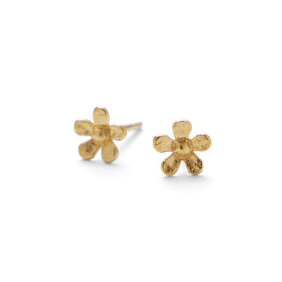 Pernille Corydon Mini Wild Poppy earrings in gold-plated metal with floral design, Model E-369-GP-1.