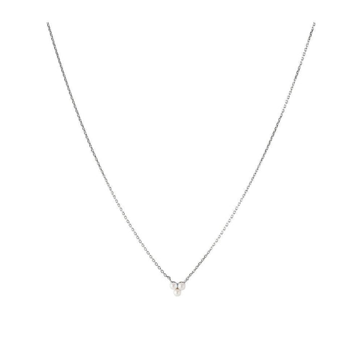 Pernille Corydon Ocean Bay silver pearl necklace with three white pearls on single chain. Model N-442-S.