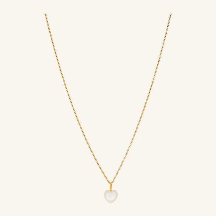 Pernille Corydon Ocean Heart gold-plated necklace with mother-of-pearl heart pendant, model N-387-GP-2.