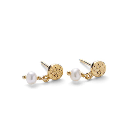 Pernille Corydon Ocean Nature Earrings in gold-plated silver with small white pearl, Model E-394-GP