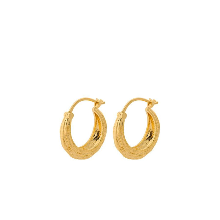 Pernille Corydon Small Coastline Earrings in Gold Plated Silver, Detailed Surface, Model E-469-GP-1
