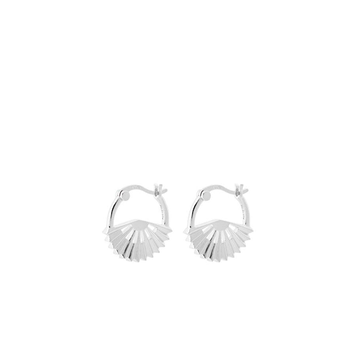 Pernille Corydon Small Sphere Earrings in silver with fan-shaped detail, model E-494-S-1.