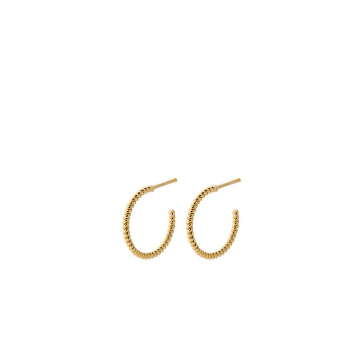 Pernille Corydon Small Twisted Creoles in gold-plated silver, elegant twisted earrings in gold look. Model E-232-GP-1