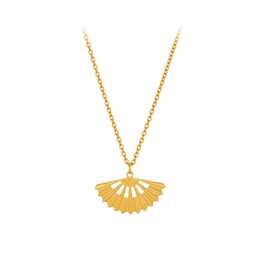 Pernille Corydon Sphere necklace in gold-plated silver with fan-shaped pendant. Model N-495-GP.