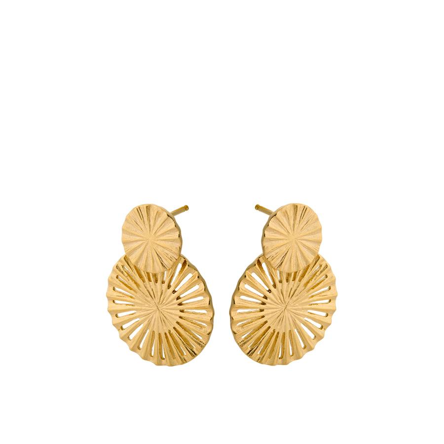 Pernille Corydon Starlight Earrings in gold-plated silver, unique pattern, elegant detail. Model E-379-GP.