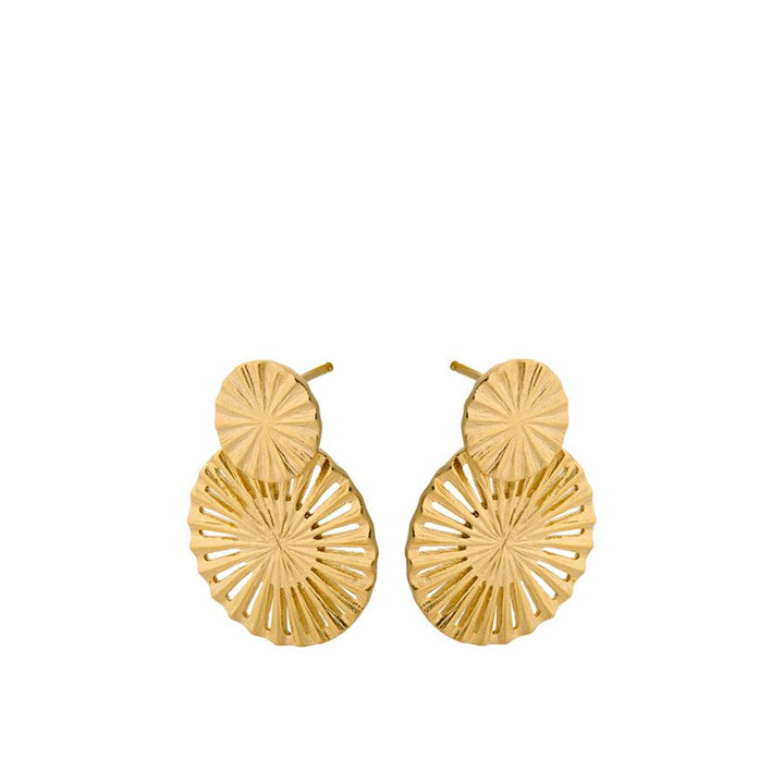 Pernille Corydon Starlight Earrings in gold-plated silver, unique pattern, elegant detail. Model E-379-GP.