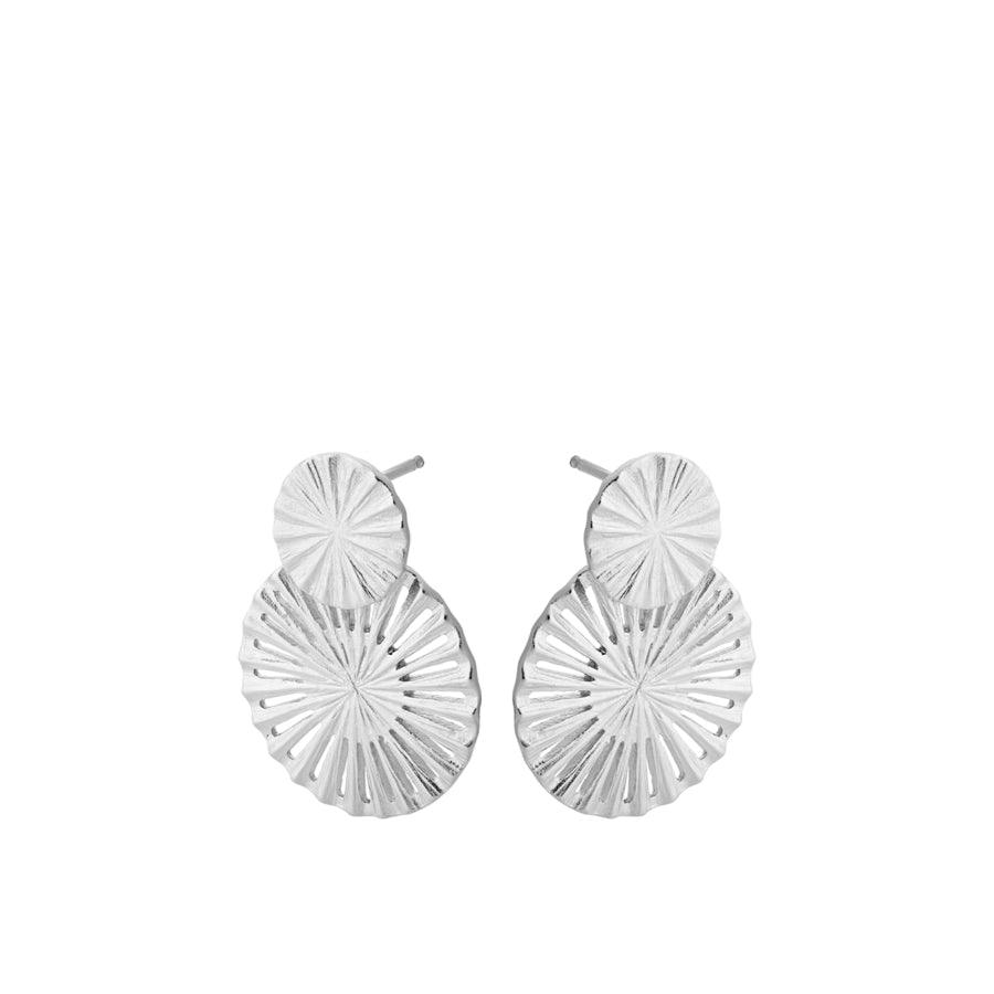 Pernille Corydon Starlight Earrings in silver with grooved, round structure, model E-379-S-1.
