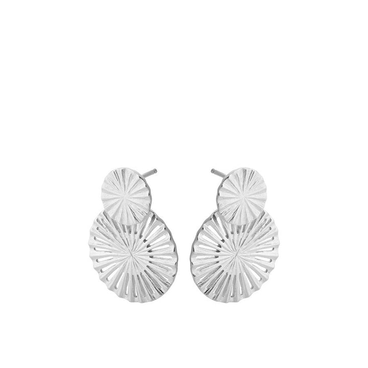 Pernille Corydon Starlight Earrings in silver with grooved, round structure, model E-379-S-1.