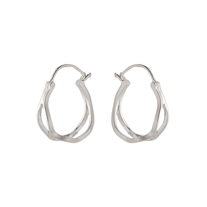 Pernille Corydon Stream Hoops in Silver, Elegant Earrings with Organic Shape, Model E-459-S-1