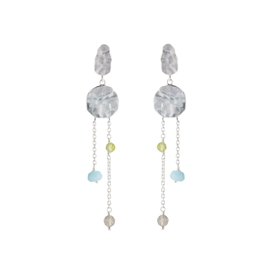 Pernille Corydon Summer Breeze earrings in silver with colored pearls, elegant design. Model E-182-s-1