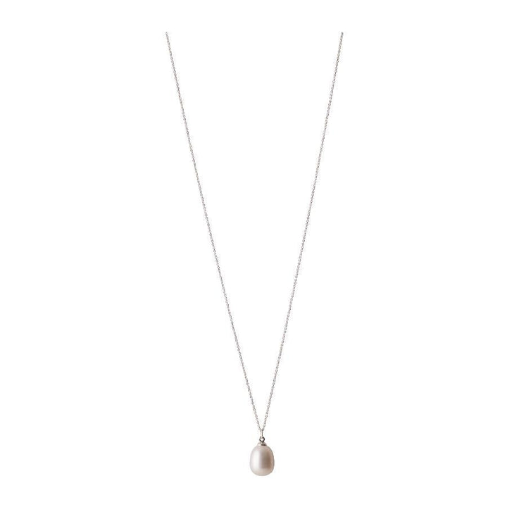 Pernille Corydon Treasure silver necklace with single white pearl pendant, Model N-445-S-1.