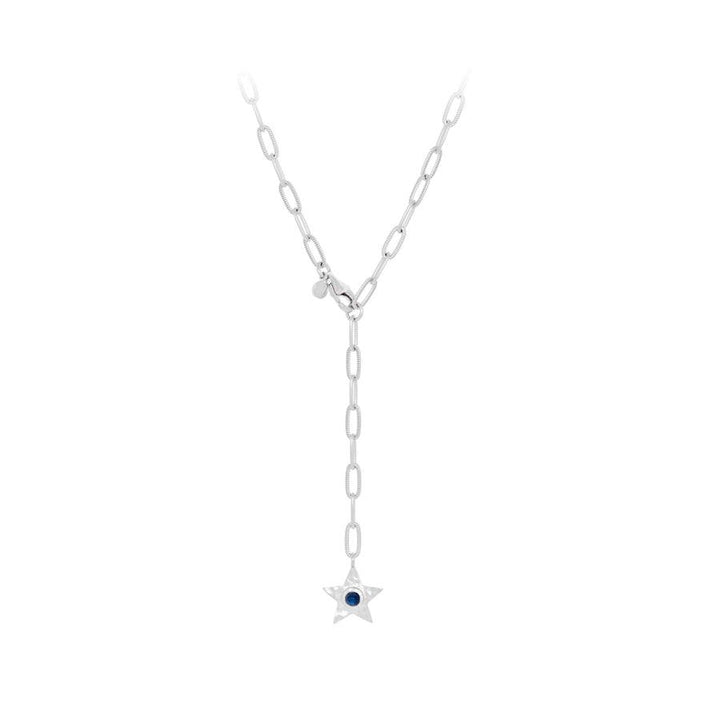 Pernille Corydon Twinkling Star necklace in silver with star pendant and dark stone. Model N-382-S-1
