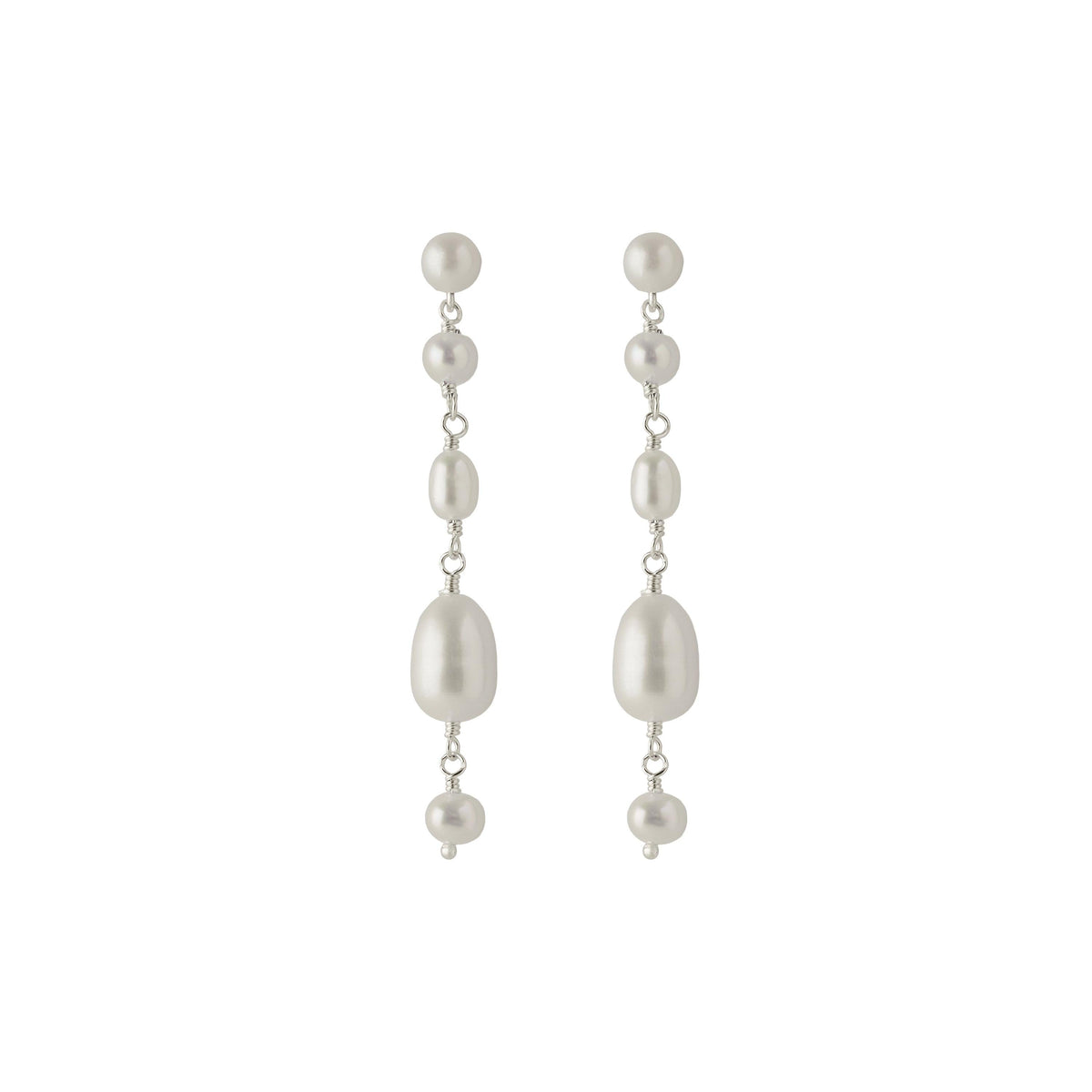 Pernille Corydon White Dreams earrings in silver with elegant white pearls, Model E-431-S-1.