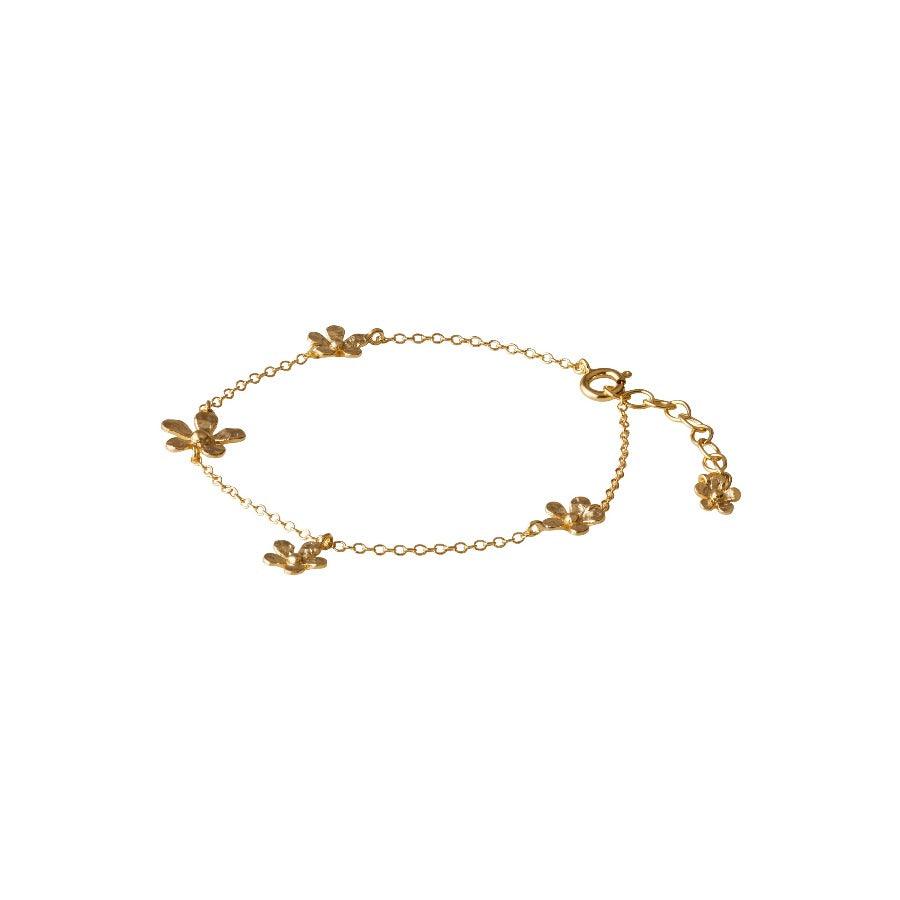 Pernille Corydon Wild Poppy bracelet in gold-plated silver with floral details, Model B-363-GP.