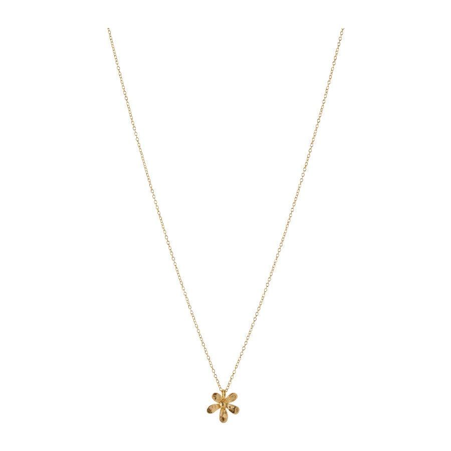 Pernille Corydon Wild Poppy necklace in gold-plated silver with flower pendant on thin chain. Model N-363-GP