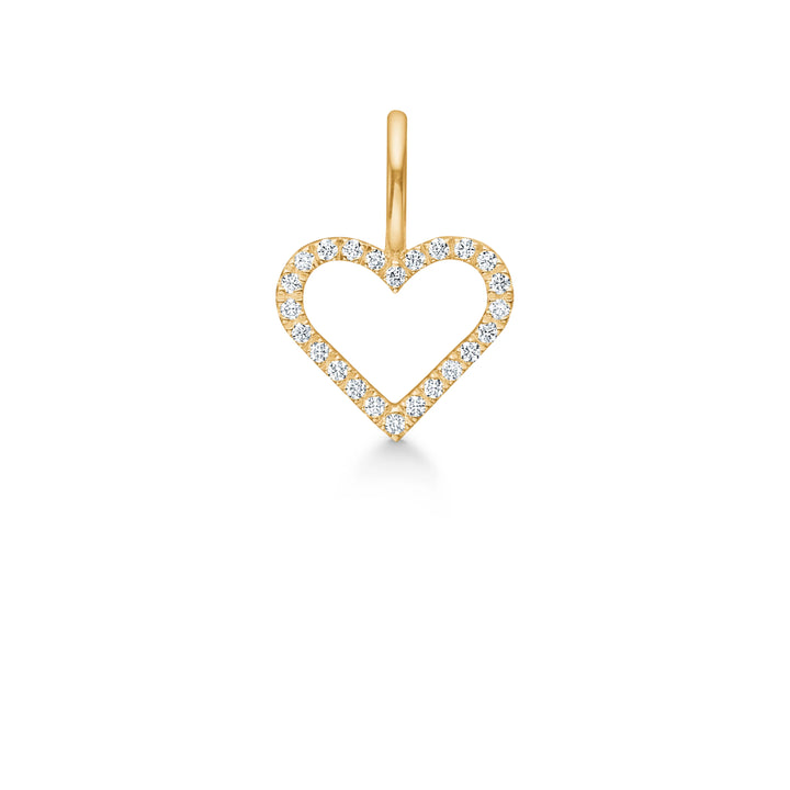 Ro Copenhagen Symbols Open Heart Diamond Pendant in 18 kt gold with clear diamonds, Model p111y108-1