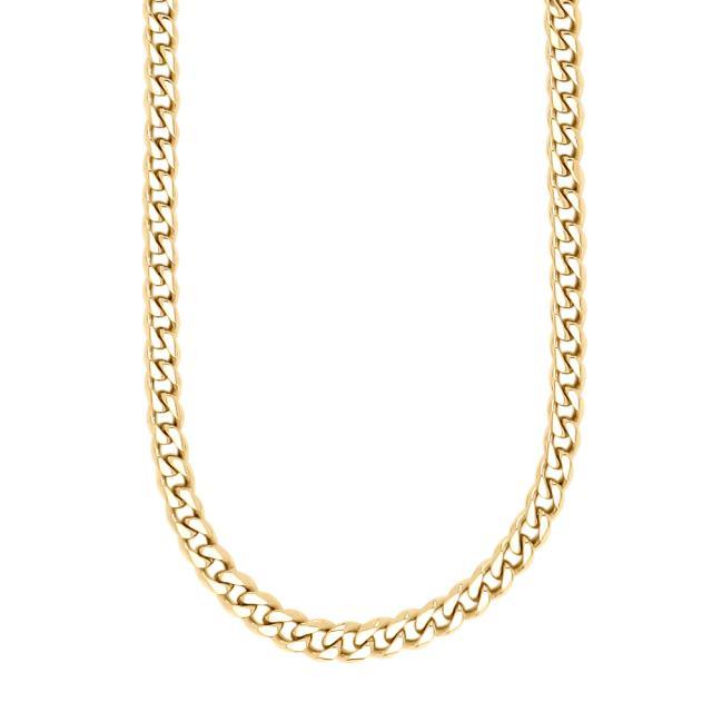 Son of Noa necklace in gold colored steel, shown in tight chain design on white background. Model 80931002860