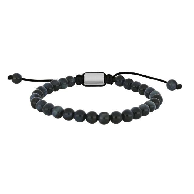 Son of Noa men's bracelet with dark blue beads and black adjustable string on a white background. Model 80890252700