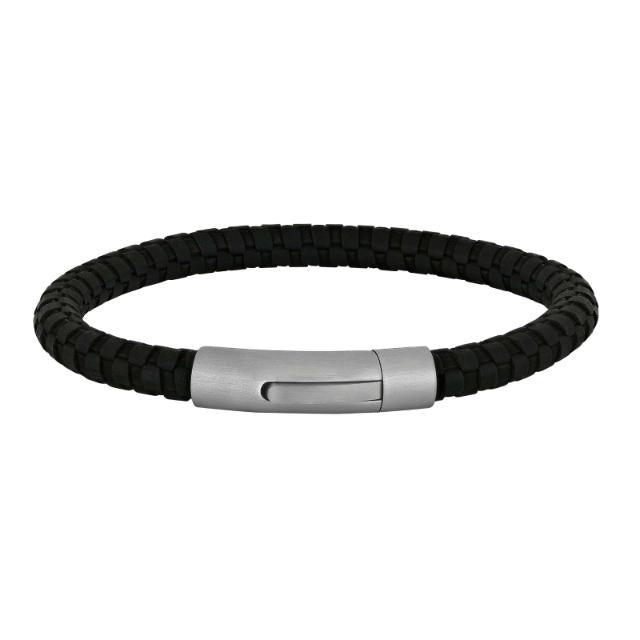 Son of Noa men's bracelet with black braid and matt steel clasp, stylish and masculine, Model 80970289121-001-1.