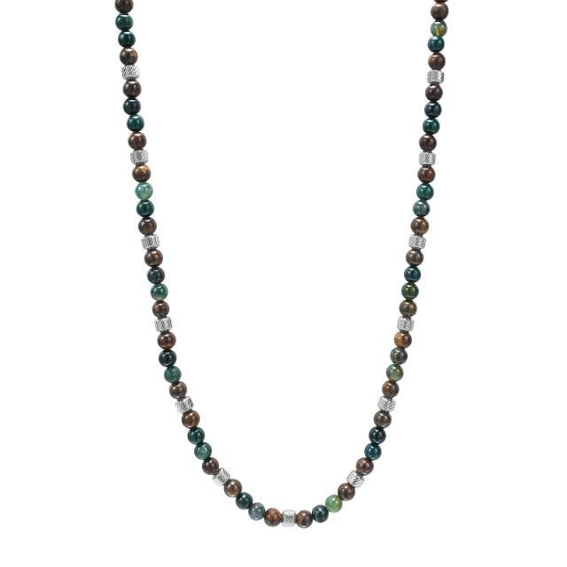 Son of Noa men's necklace with multicolored pearls and silver details, Model 20890412700