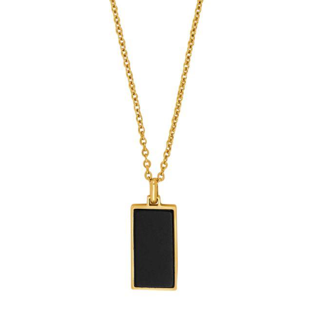 Son of Noa men's necklace in gold-colored steel with black rectangular pendant. Model 20840022800