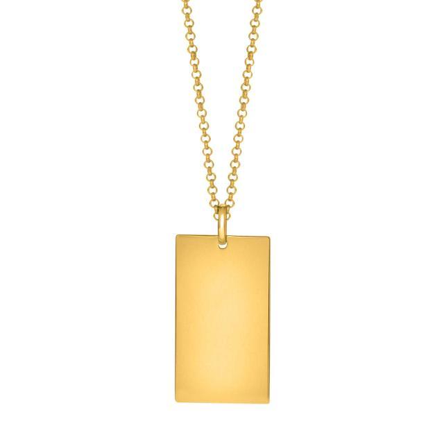 Son Of Noa men's necklace in gold-colored steel with simple, glossy rectangular plate. Model 20890252800