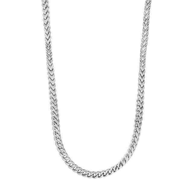 Son of Noa men's necklace in steel with shiny silver finish, single chain on white background. Model 20890002755