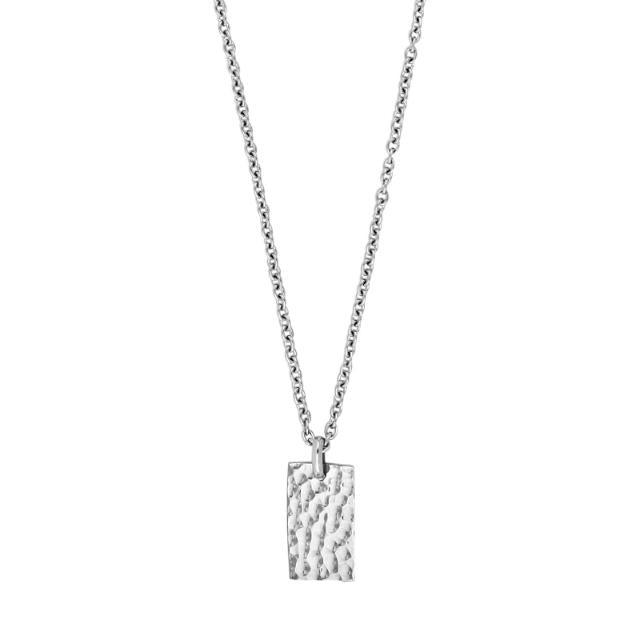 Son of Noa men's necklace in steel with hammered rectangular pendant, Model 20890272700