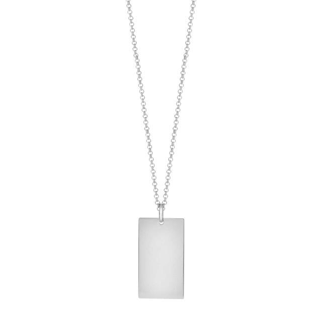 Son of Noa men's necklace in steel with glossy, rectangular pendant on chain. Model 20890252700.