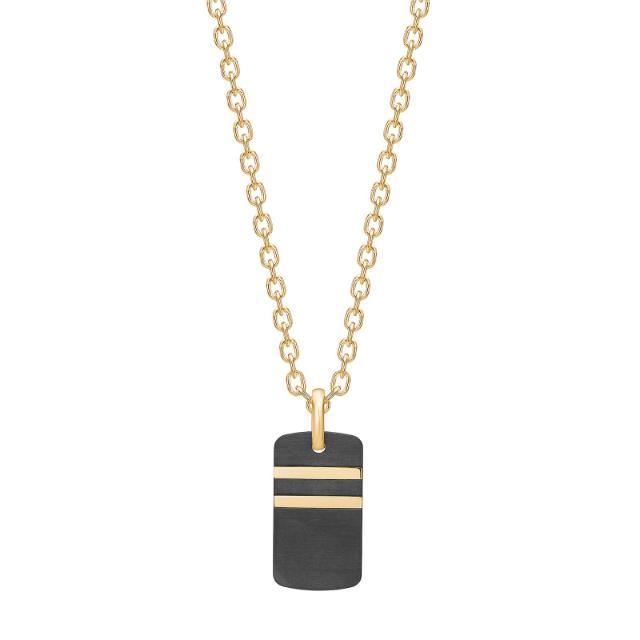 Son of Noa men's chain in steel IP gold with black rectangular pendant and golden details. Model 20840042800