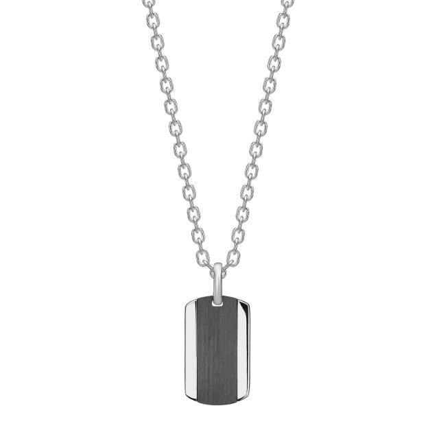 Son of Noa men's chain in steel and carbon with rectangular black pendant, Model 20840052700.
