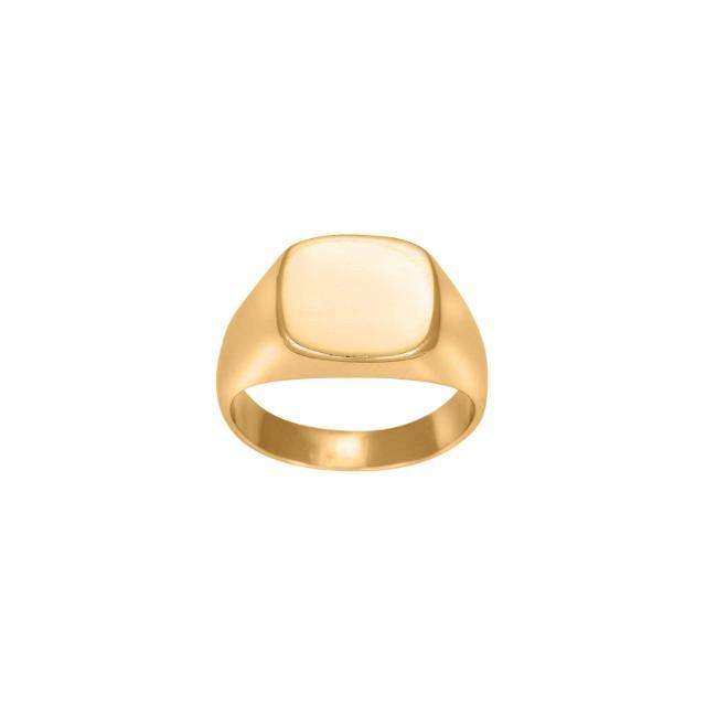 Son of Noa men's ring in gold-coloured steel, glossy surface and classic square plate, Model 108900228-001-1