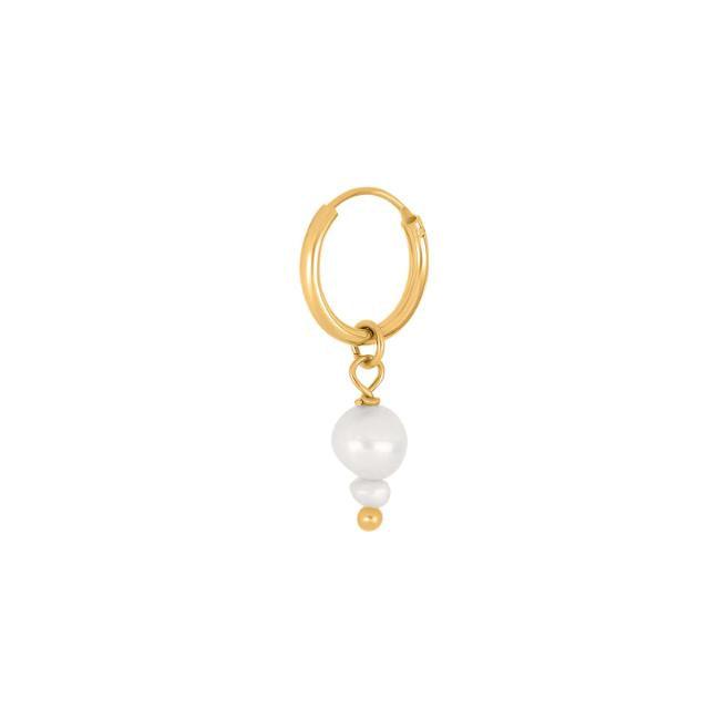 Son of Noa ore ring with pearl, gold colored creole with three white pearls. Model 30890045900.
