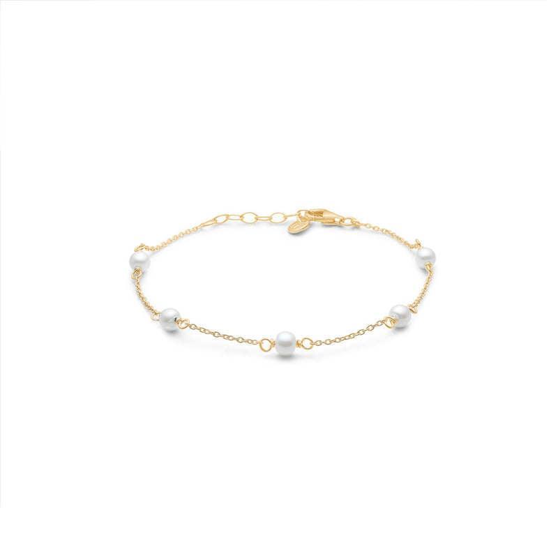 Studio Z Bracelet with pearls in elegant gold chain with white pearls, Model 7253344-7253344-1.