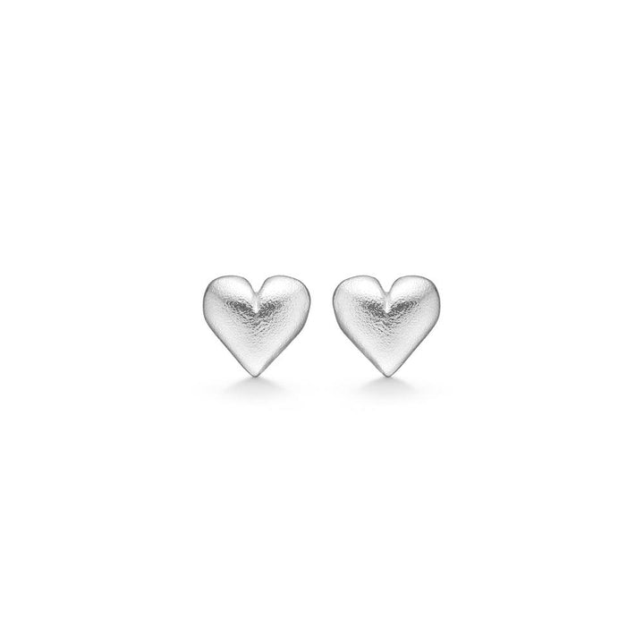 Studio Z Beloved Silver Heart Earrings in matte silver finish, simple and elegant. Model 7110866-1.