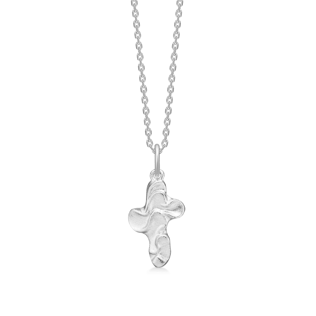 Studio Z Endless Waves Silver Necklace with wavy pendant in shiny silver color. Model 7120900-1.
