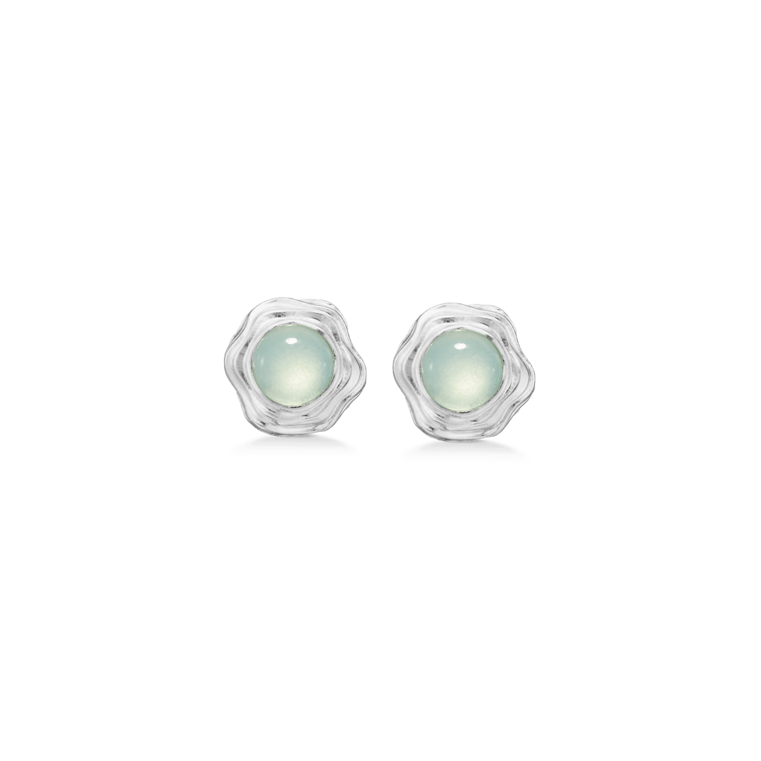 studio-z-endless-waves-solv-ear studs-with-green-zirconia, silver ear studs with green zirconia in wavy shape, Model 7117913-1