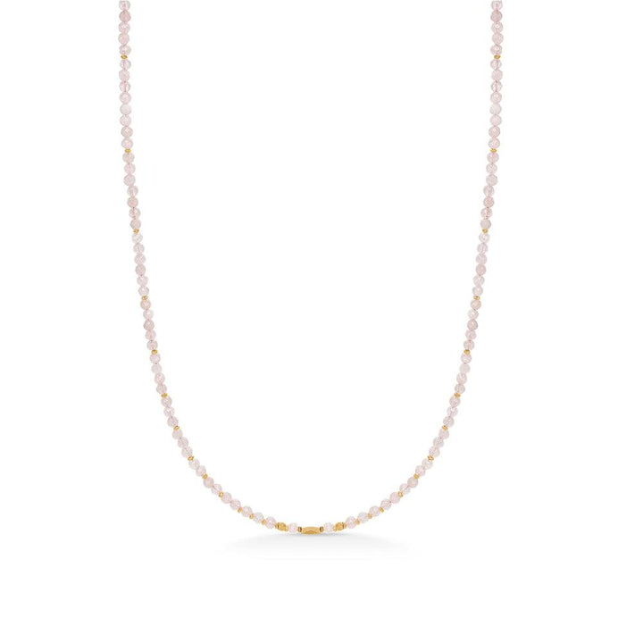 Studio Z Evergreen necklace with faceted rose quartz and small gold details. Model 8226852-1