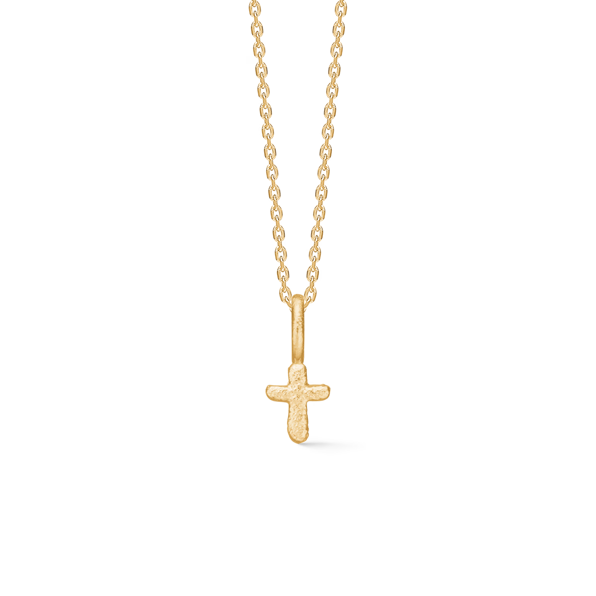Studio Z Faithful Cross necklace in gold plated with cross pendant, simple on black background. Model 7220358-1