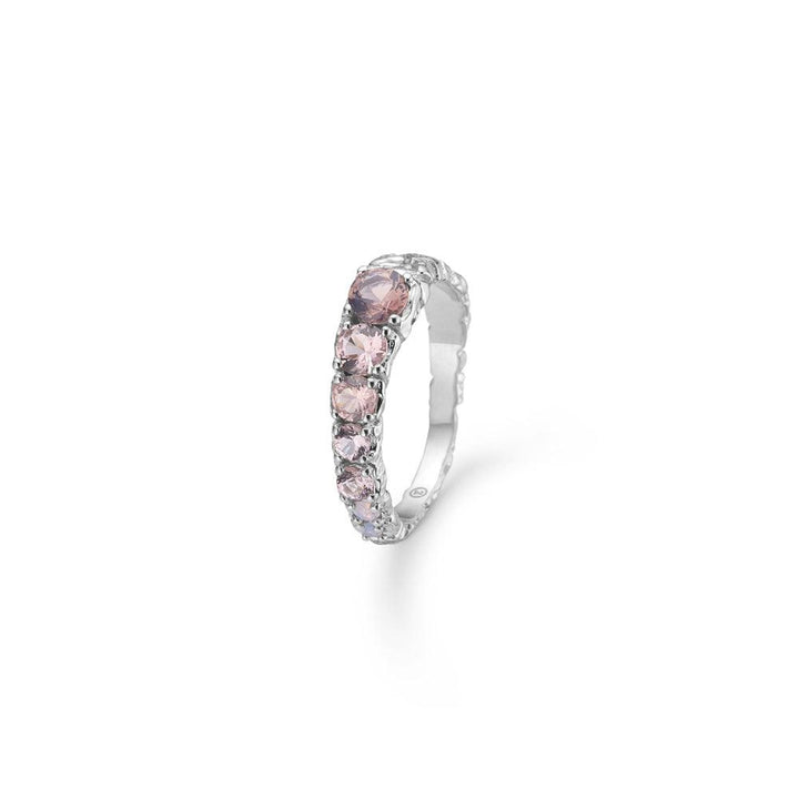 Studio Z Fountain Ring 7147810 shows a silver ring with purple and pink stones, elegant and stylish model. Model 7147810-001-1