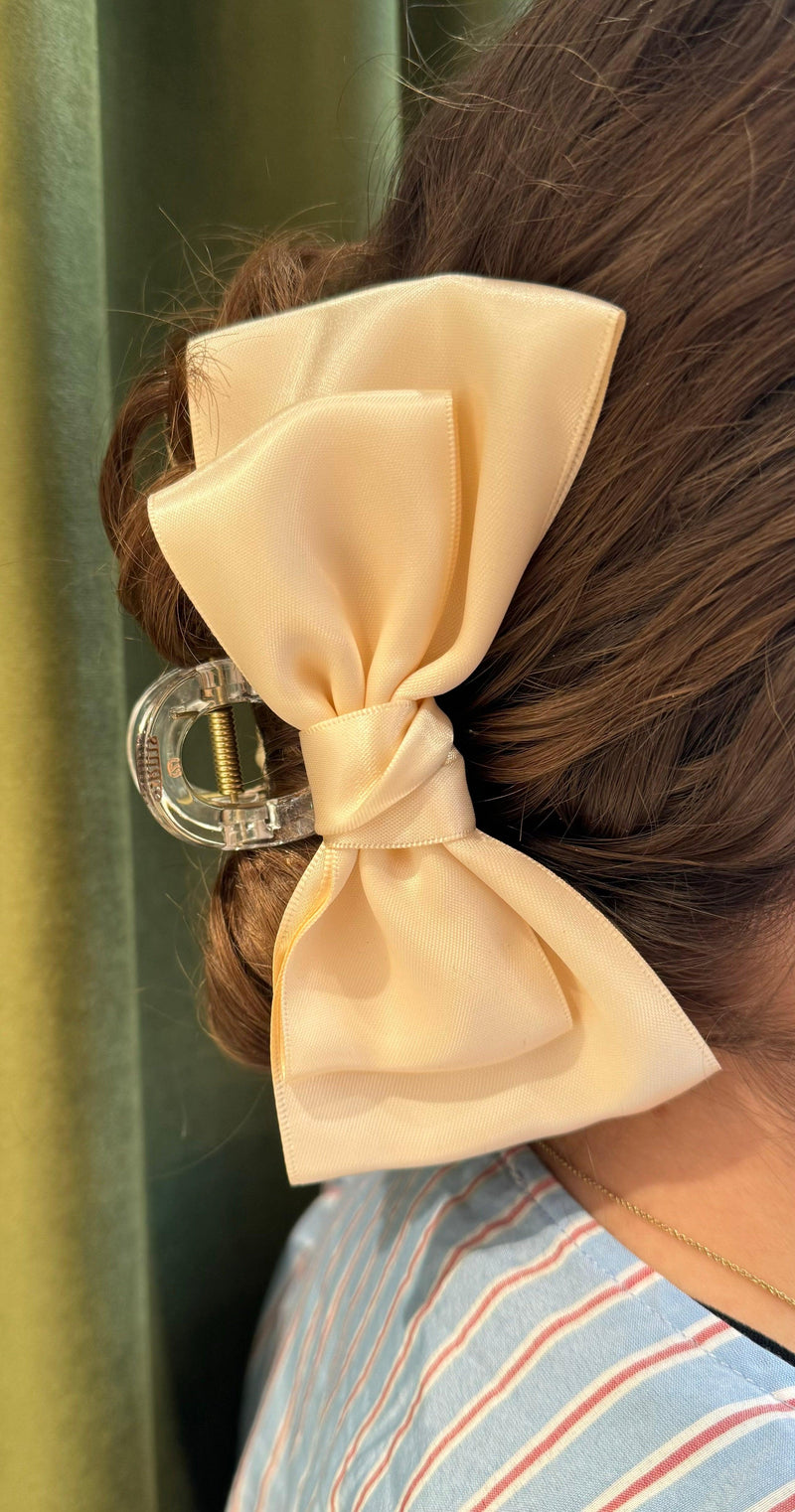 Studio Z Hårklemme Satin Sløjfe Cream - Accessories - 7980017