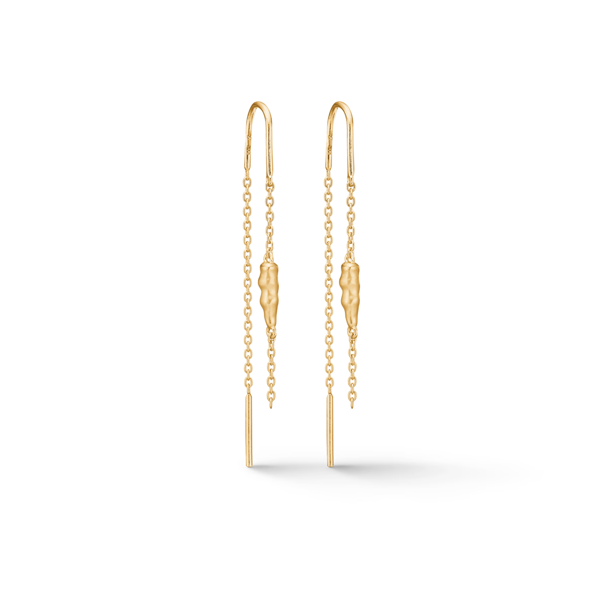 Studio Z Icicle earrings in gold-plated silver with fine chains and ice-like details, Model 7200937.