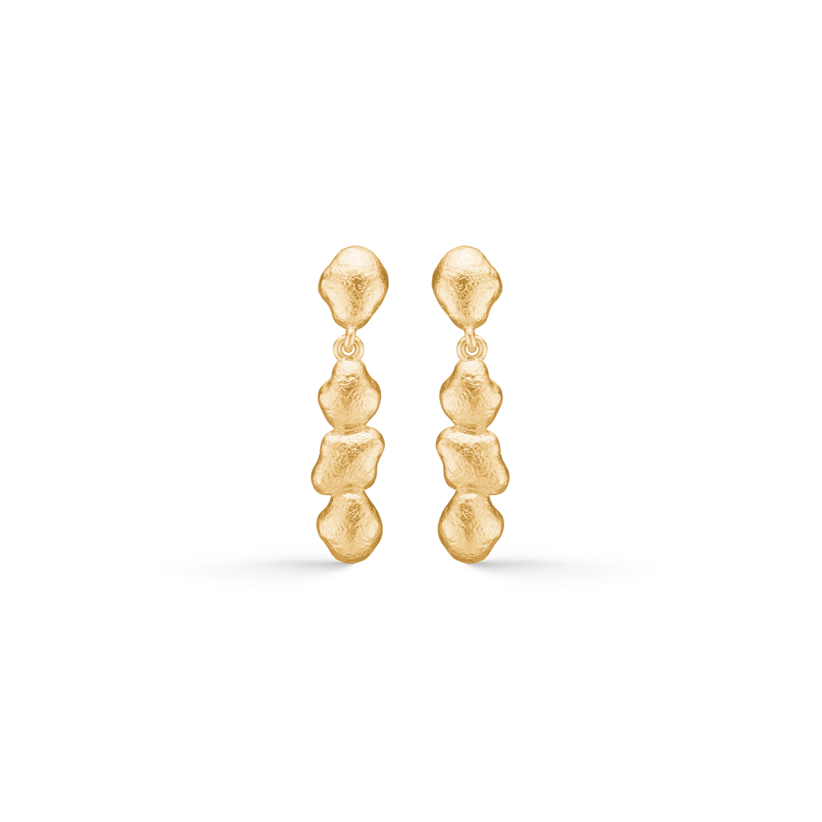 Studio Z Lumi earrings in gold-plated silver with organic structure and three-part design. Model 7210940